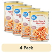 (4 pack) Great Value Spaghetti Rings Pasta with Meatballs in Tomato Sauce, 15 oz