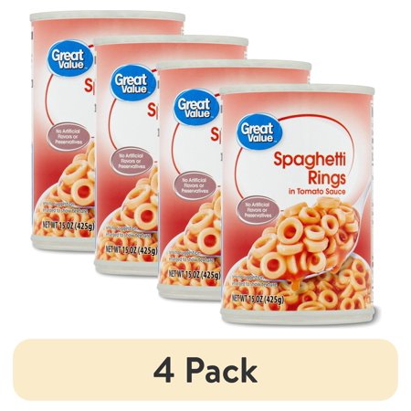 (4 pack) Great Value Spaghetti Rings in Tomato Sauce, 15 oz