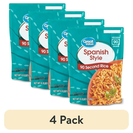 (4 pack) Great Value Spanish Style Rice, 8.8 oz