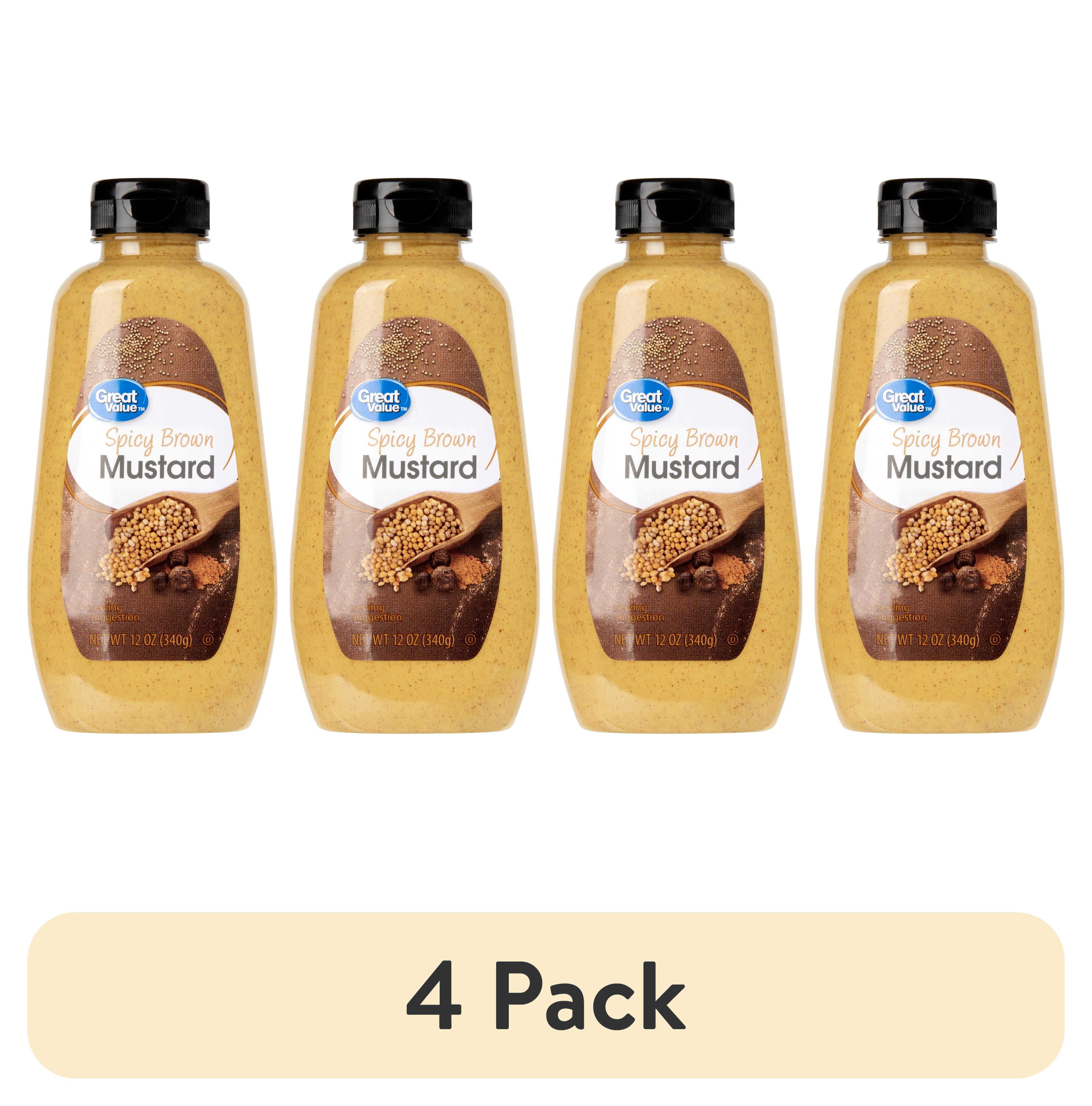 (4 pack) Great Value Spicy Brown Mustard, 12 oz
