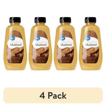 (4 pack) Great Value Spicy Brown Mustard, 12 oz