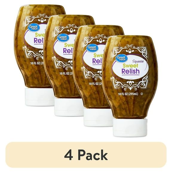 (4 pack) Great Value Sweet Squeeze Relish, 10 fl oz Bottle