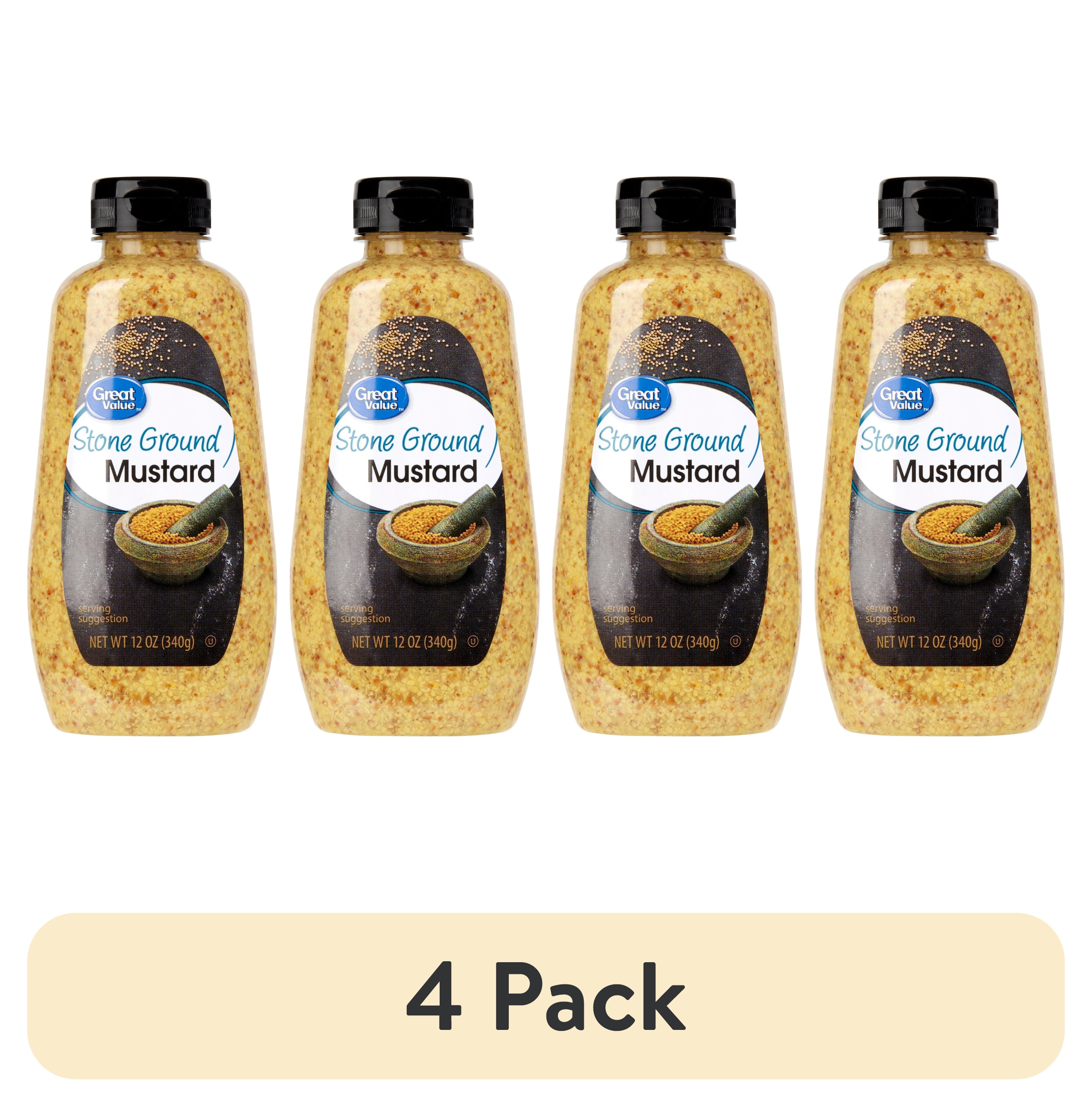 (4 pack) Great Value Stone Ground Mustard, 12 oz Squeeze Bottle