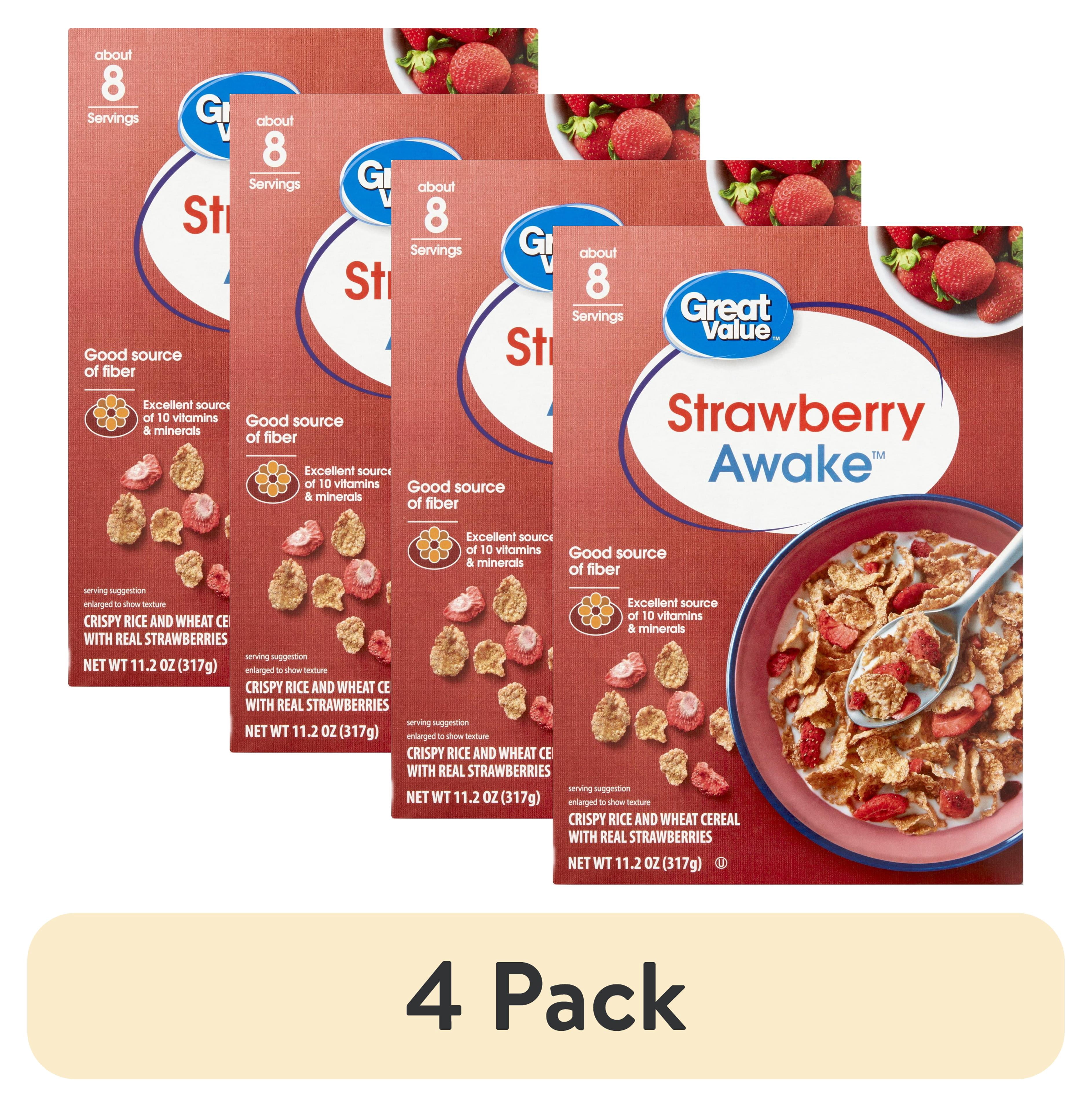 (4 pack) Great Value Strawberry Awake Breakfast Cereal, 11.2 oz