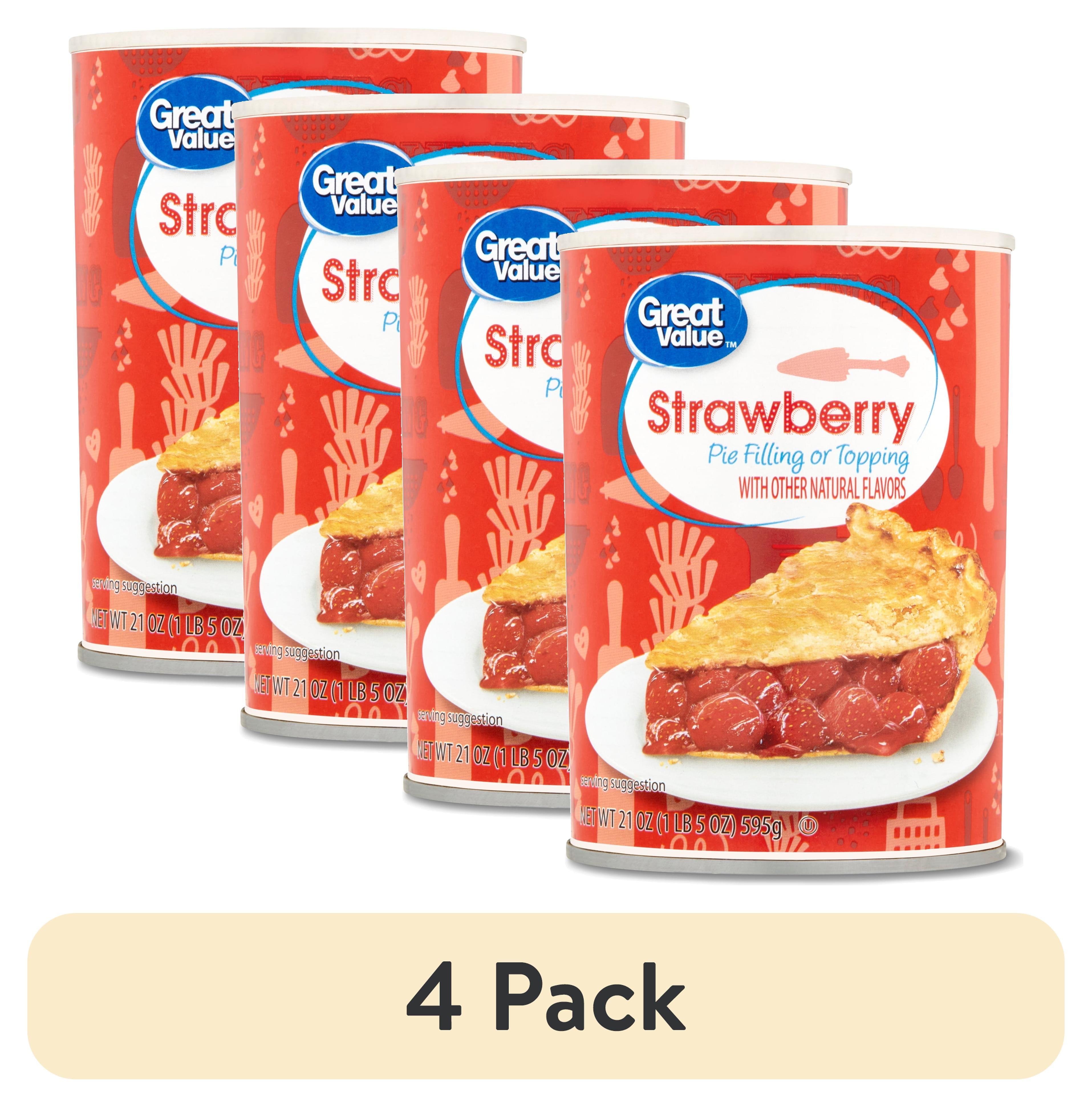 (4 pack) Great Value Strawberry Pie Filling or Topping, 21 oz