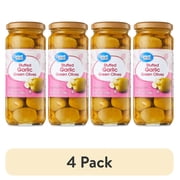 (4 pack) Great Value Stuffed Garlic Green Olives, 7 oz Jar