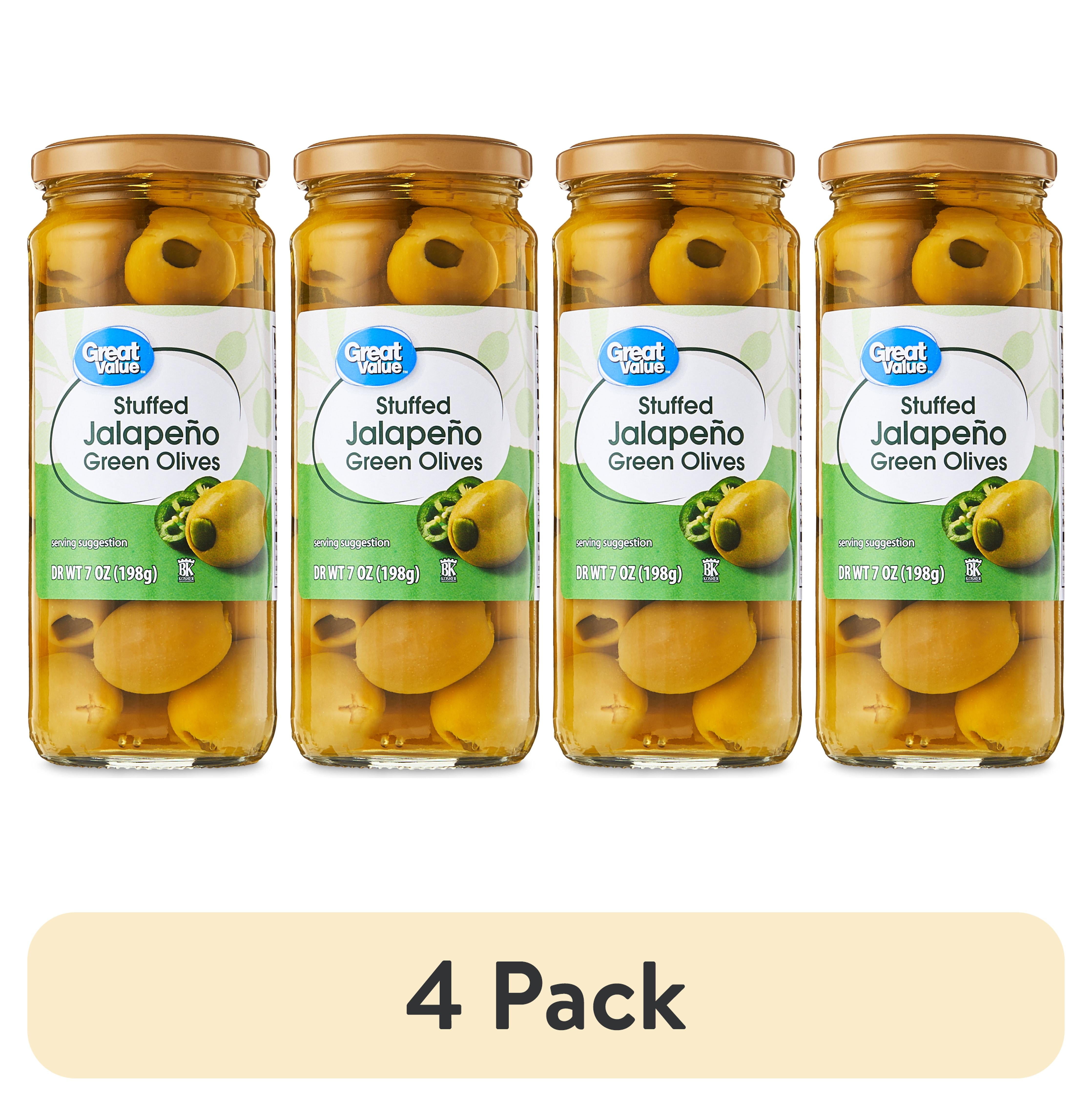 4 pack) Great Value Stuffed Jalapeno Green Olives, 7oz Jar