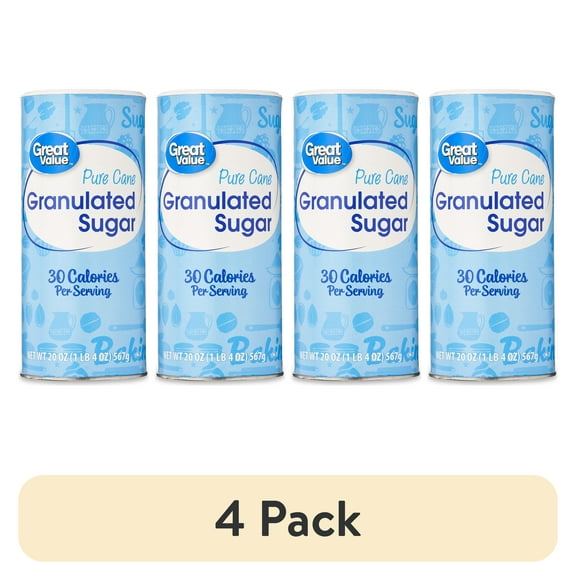 (4 pack) Great Value Sugar Cannister, 20 oz