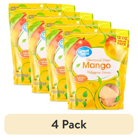 (4 pack) Great Value Dried Philippine Mango 12oz