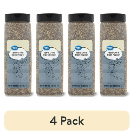 (4 pack) Great Value Table Ground Black Pepper, 18 oz
