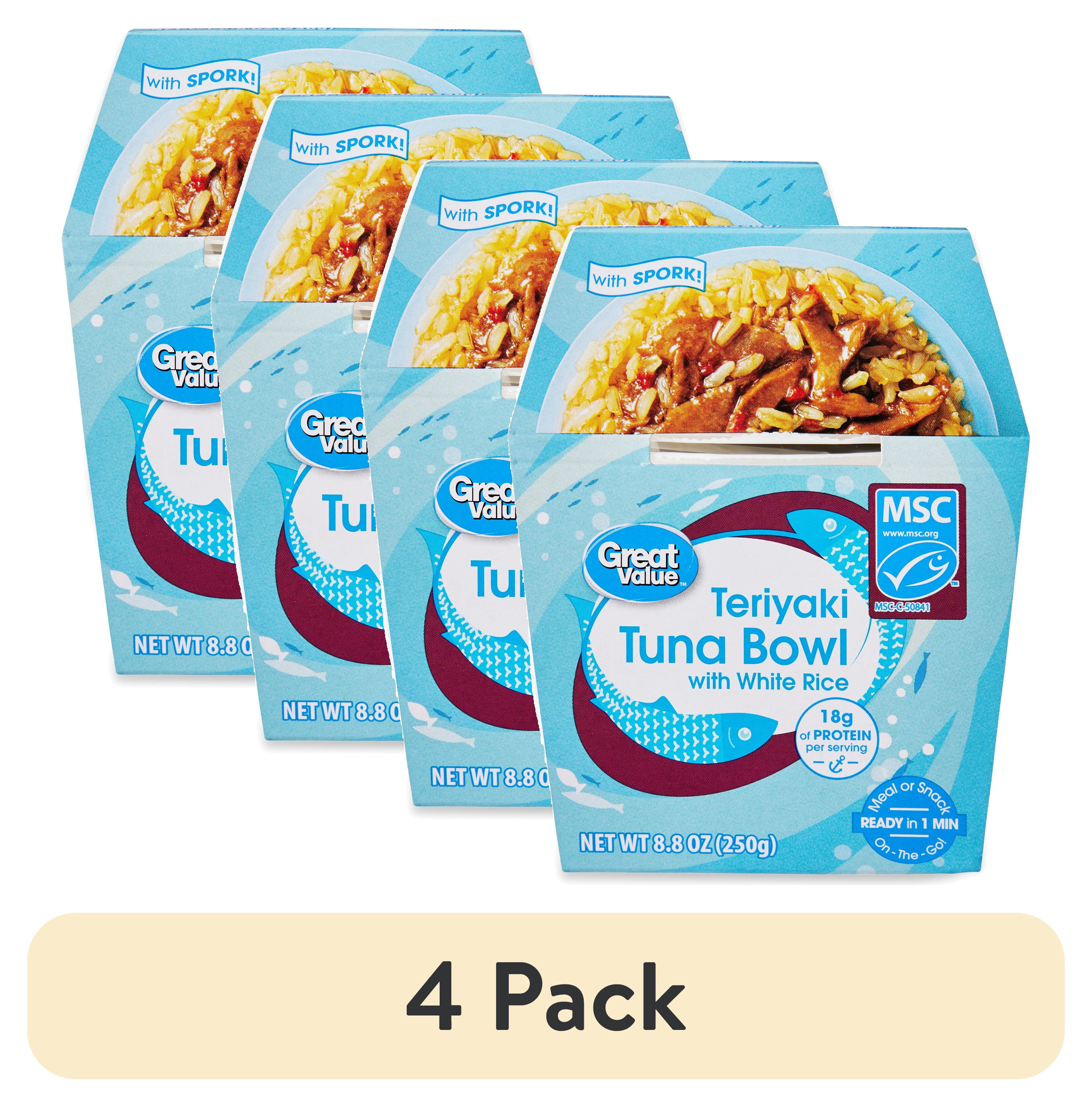 (4 pack) Great Value Teriyaki Tuna Bowl with White Rice, 8.8 oz