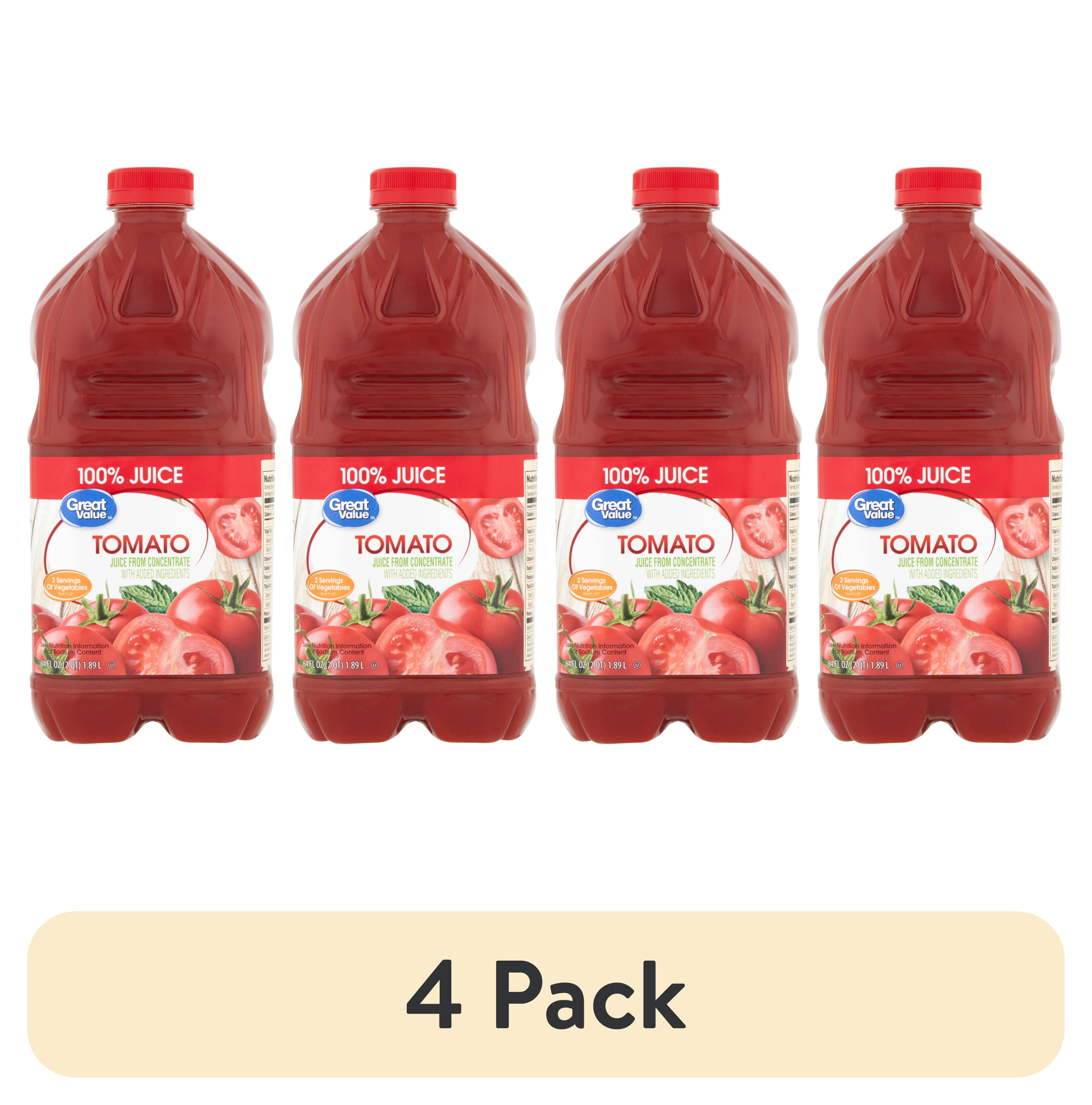 (4 pack) Great Value Tomato 100% Juice, 64 fl oz