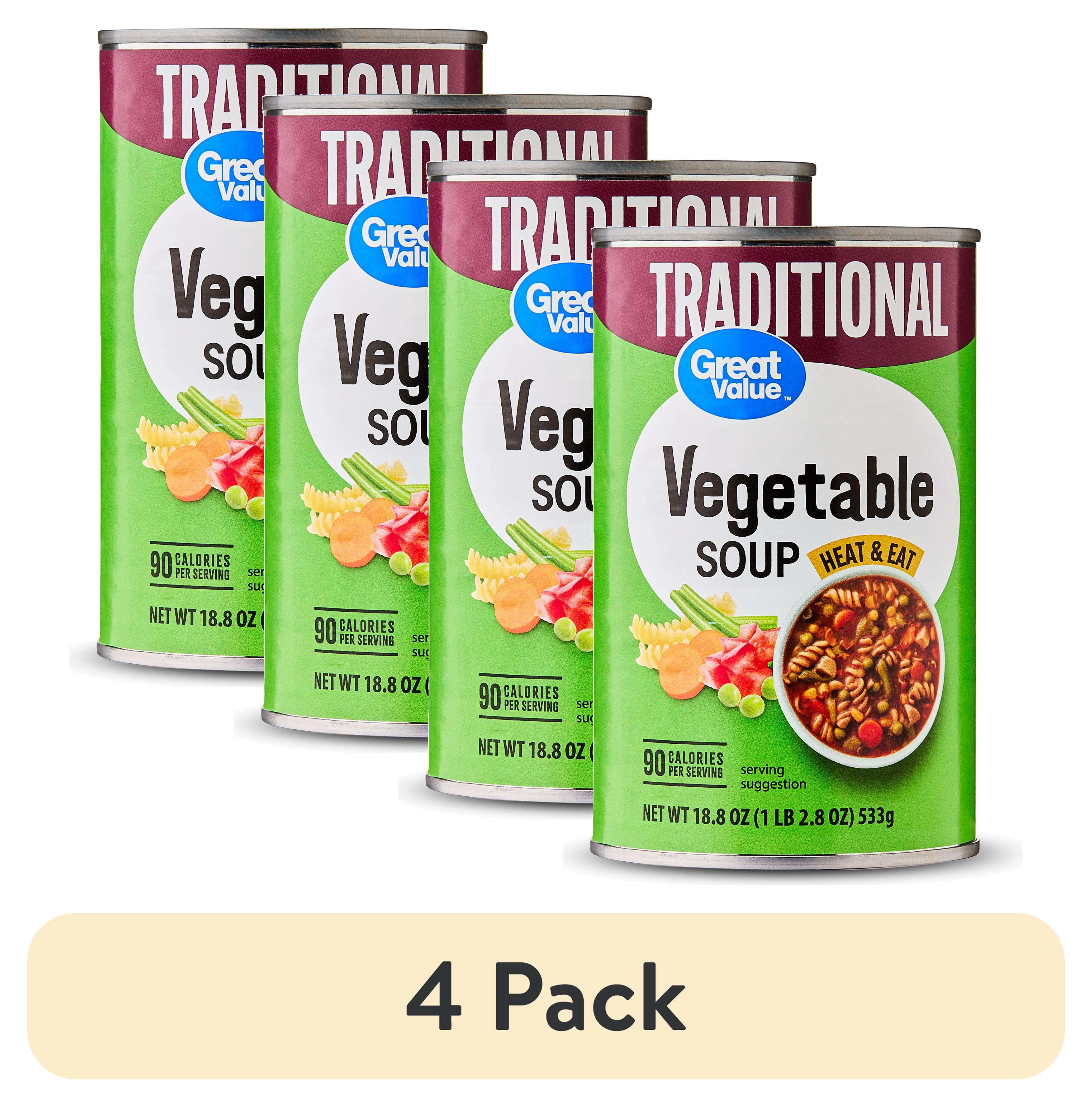 (4 pack) Great Value Traditional Vegetable Soup, 18.8 oz Can