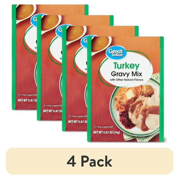 (4 pack) Great Value Turkey Gravy Mix, 0.87 oz