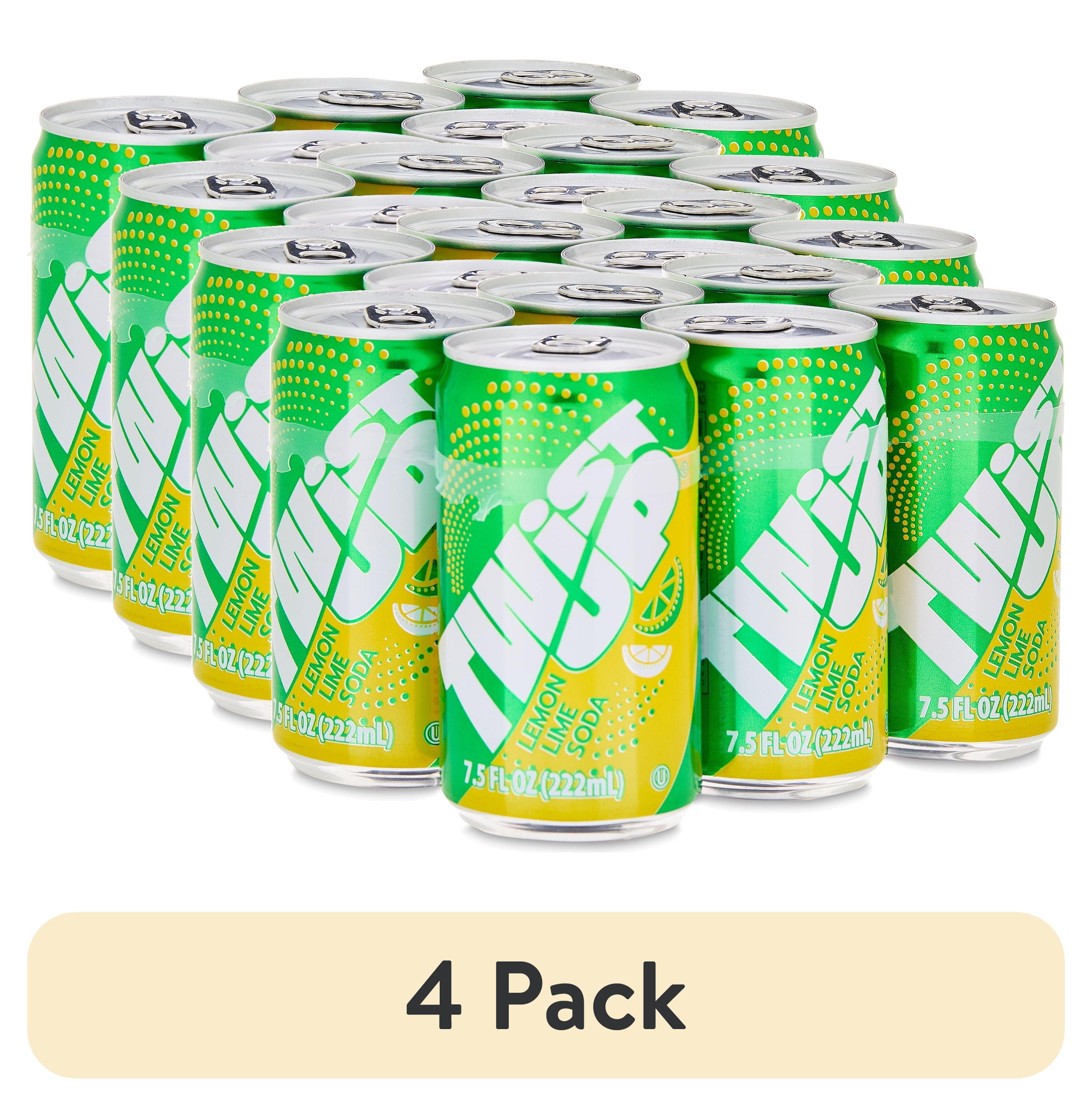 (4 pack) Great Value Twist up Lemon Line Soda, 7.5 fl oz, 6 Pack Cans