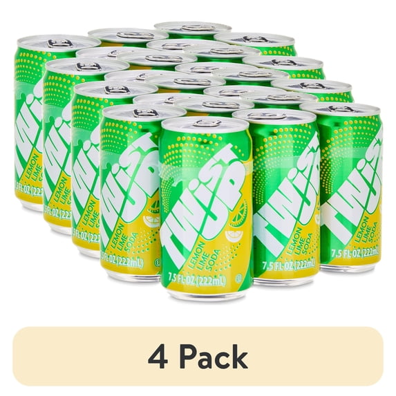 (4 pack) Great Value Twist up Lemon Line Soda, 7.5 fl oz, 6 Pack Cans
