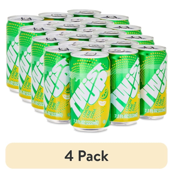 (4 pack) Great Value Twist up Lemon Line Soda, 7.5 fl oz, 6 Pack Cans