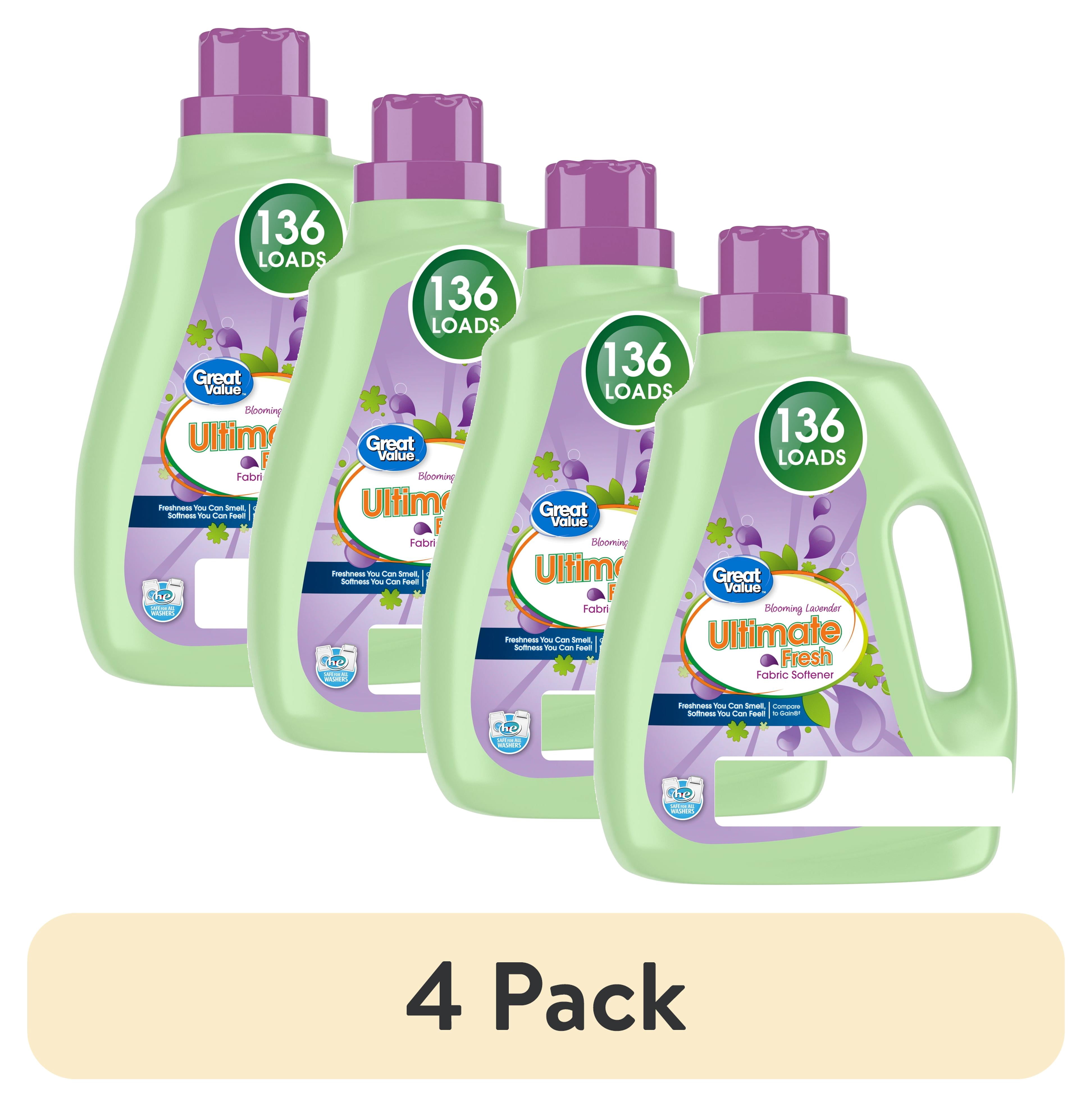 (4 pack) Great Value Ultimate Fresh Fabric Softener, Blooming Lavender, 100 fl oz, 136 Loads