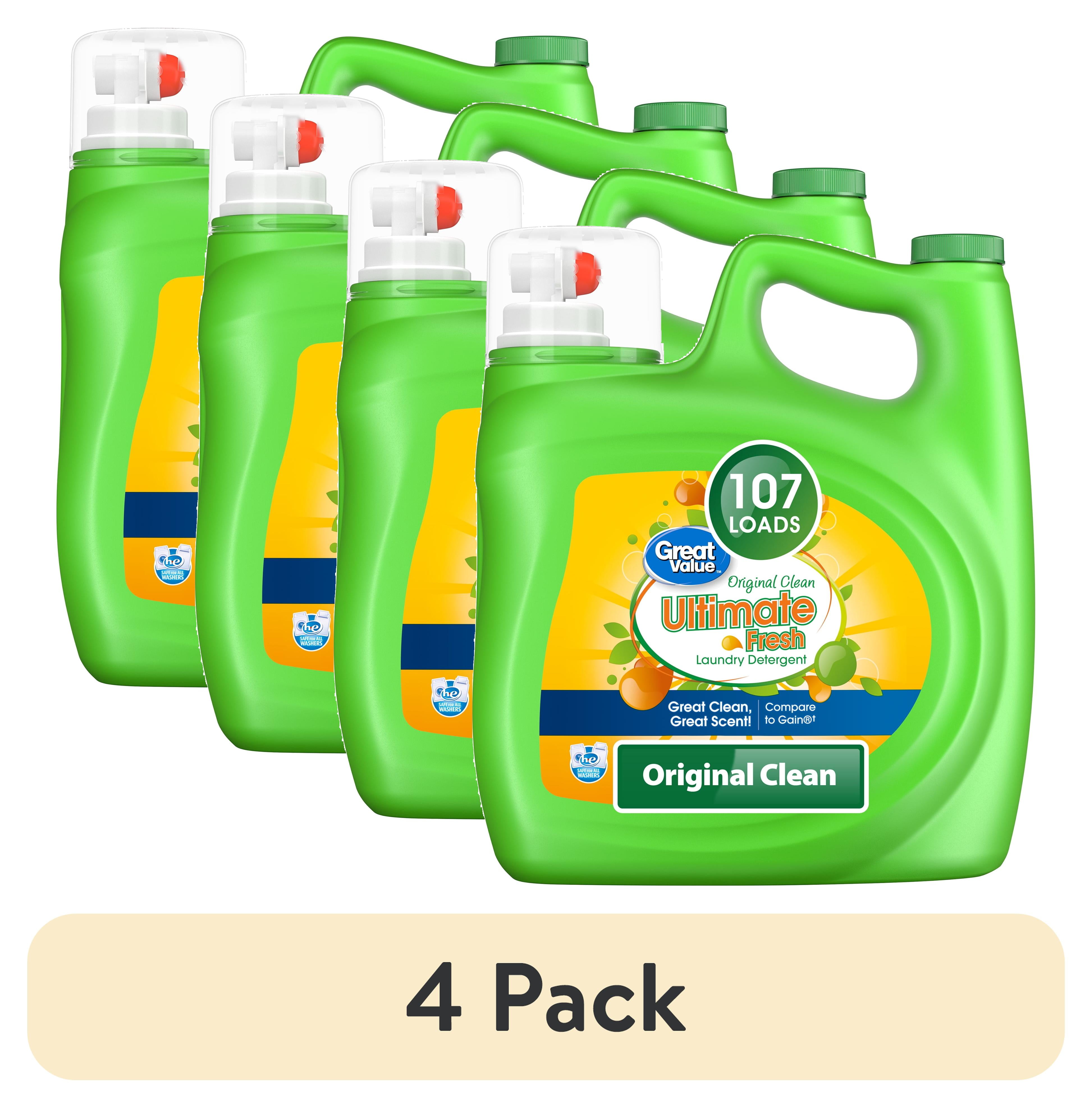 (4 pack) Great Value Ultimate Fresh Laundry Detergent, Original Clean, 154 fl oz, 107 Loads