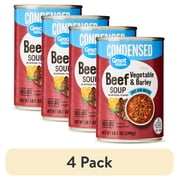 (4 pack) Great Value Vegetable Beef & Barley Condensed Soup, 10.5 oz