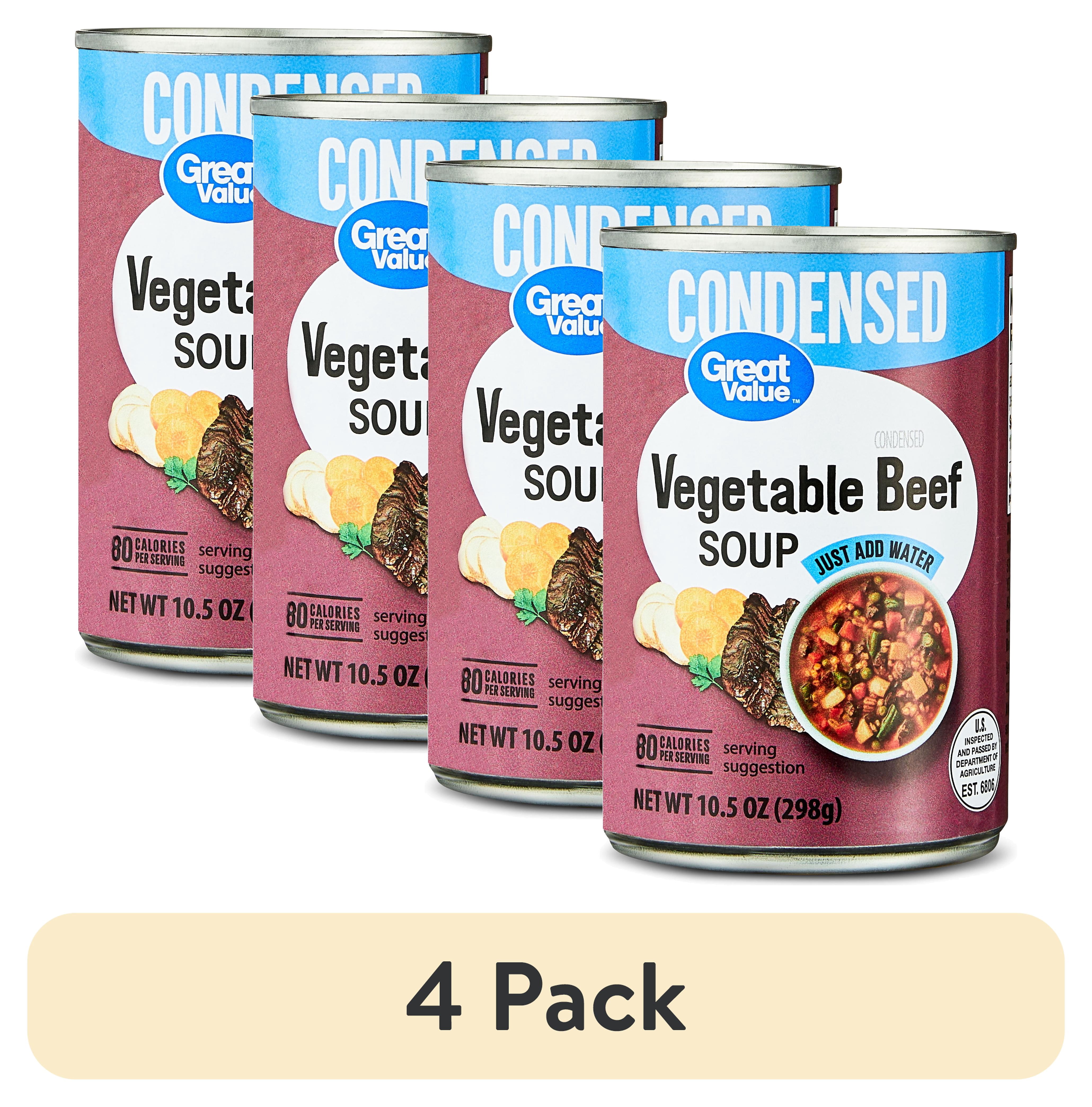 (4 pack) Great Value Vegetable Beef Condensed Soup, 10.5 oz