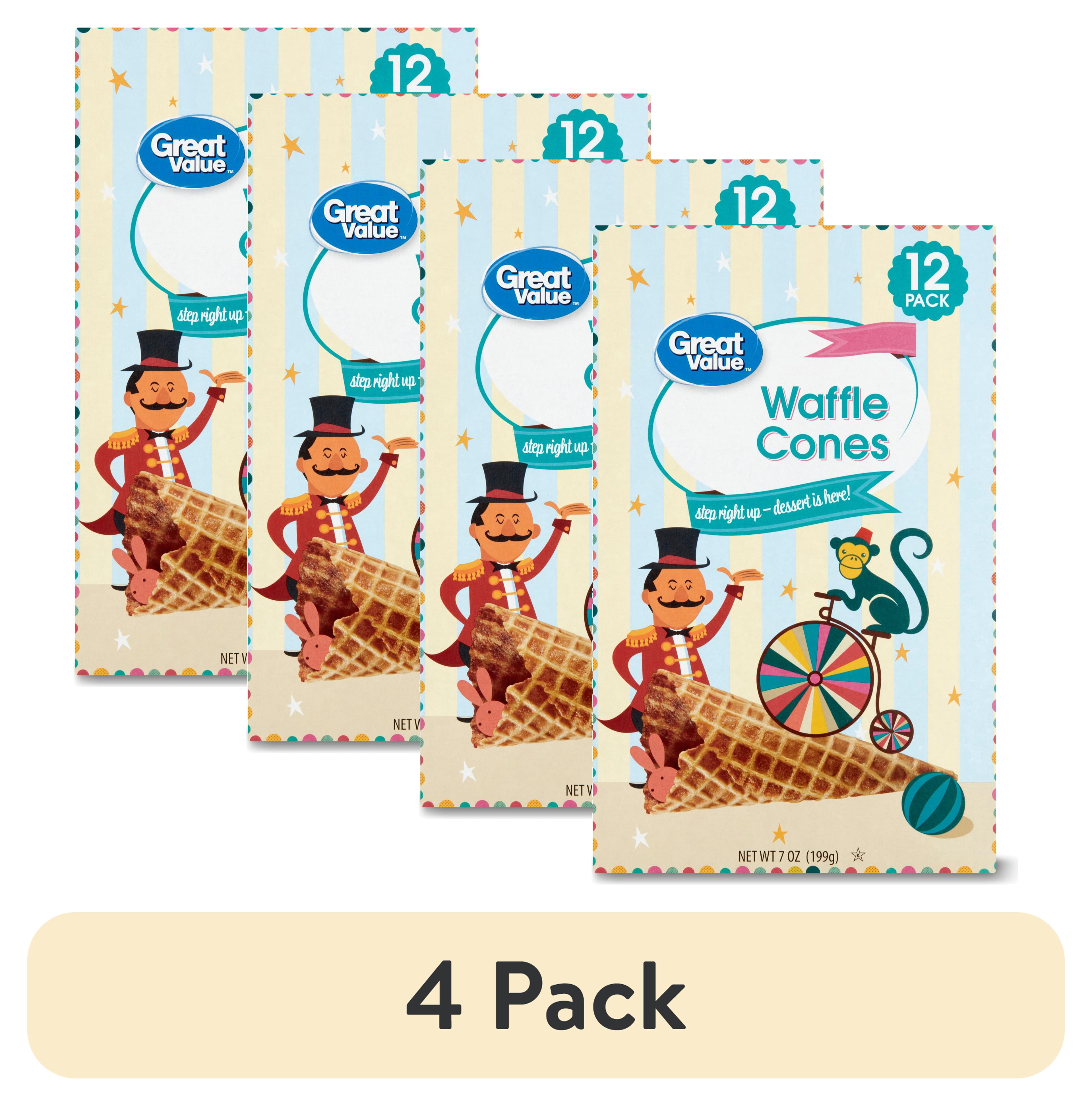 (4 pack) Great Value Waffles Cones, 7 oz, 12 Count