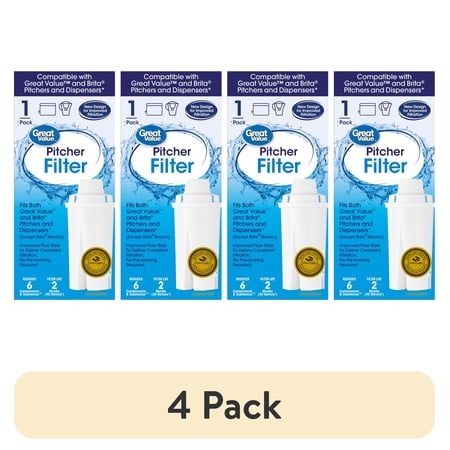 (4 pack) Great Value Water Filter, Fits Great Value & Brita Pitchers, Replacement Filter 1 Count price history and forecast - Great Value 1055099
