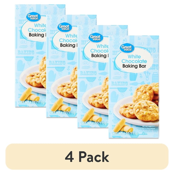 (4 pack) Great Value White Chocolate Baking Bar, 4 oz Box