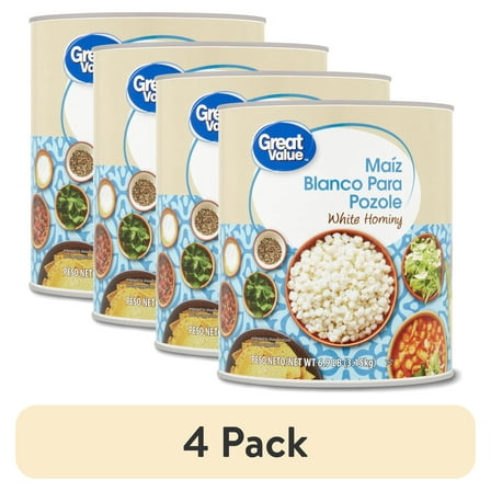 (4 pack) Great Value White Hominy, 110.4 oz
