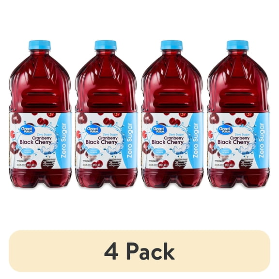 (4 pack) Great Value Zero-Sugar Cranberry Black Cherry Cocktail, 64 oz