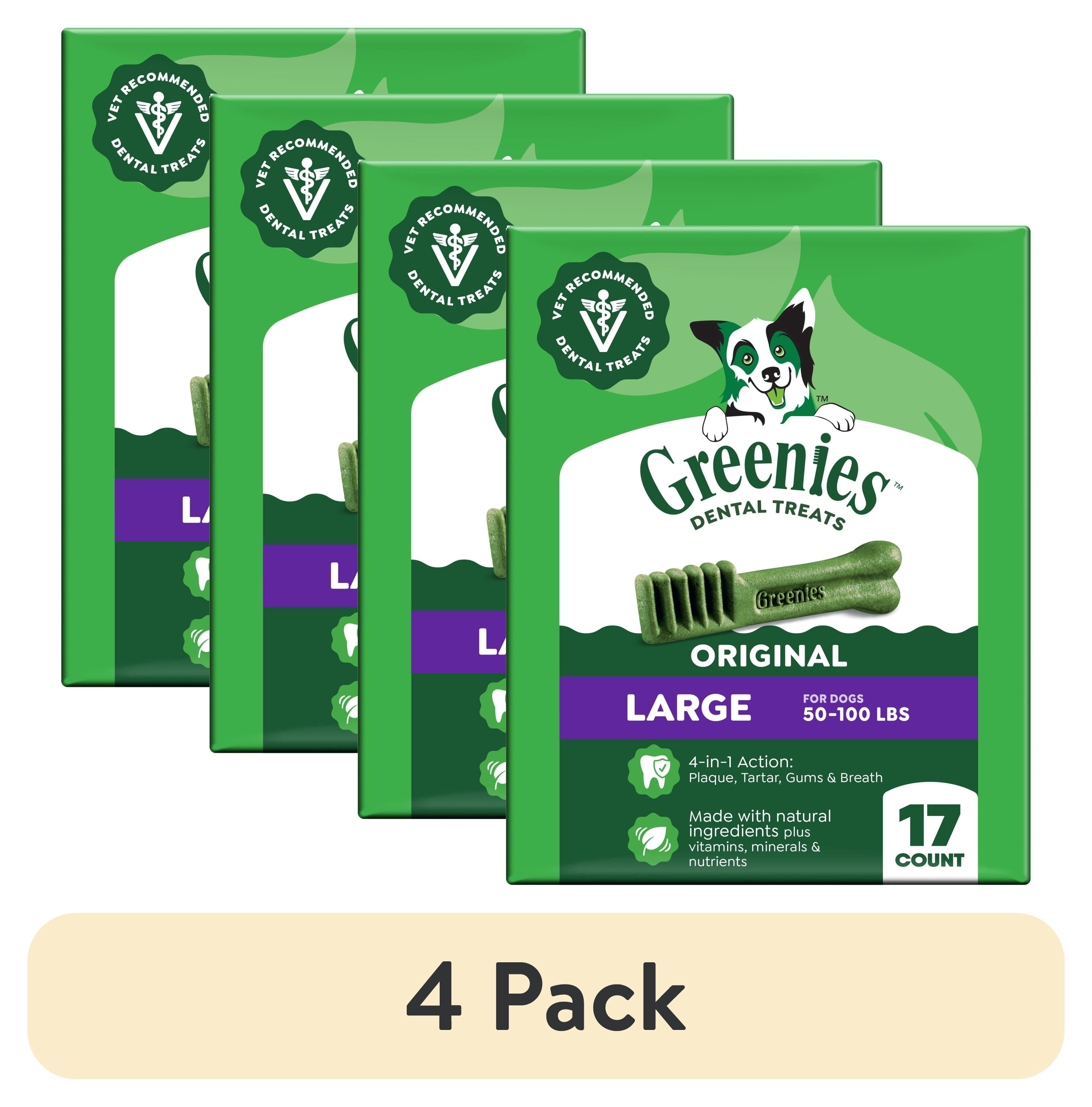 (4 pack) Greenies Original Large Natural Dental Care Dog Treats, 27 oz Pack (17 Treats)