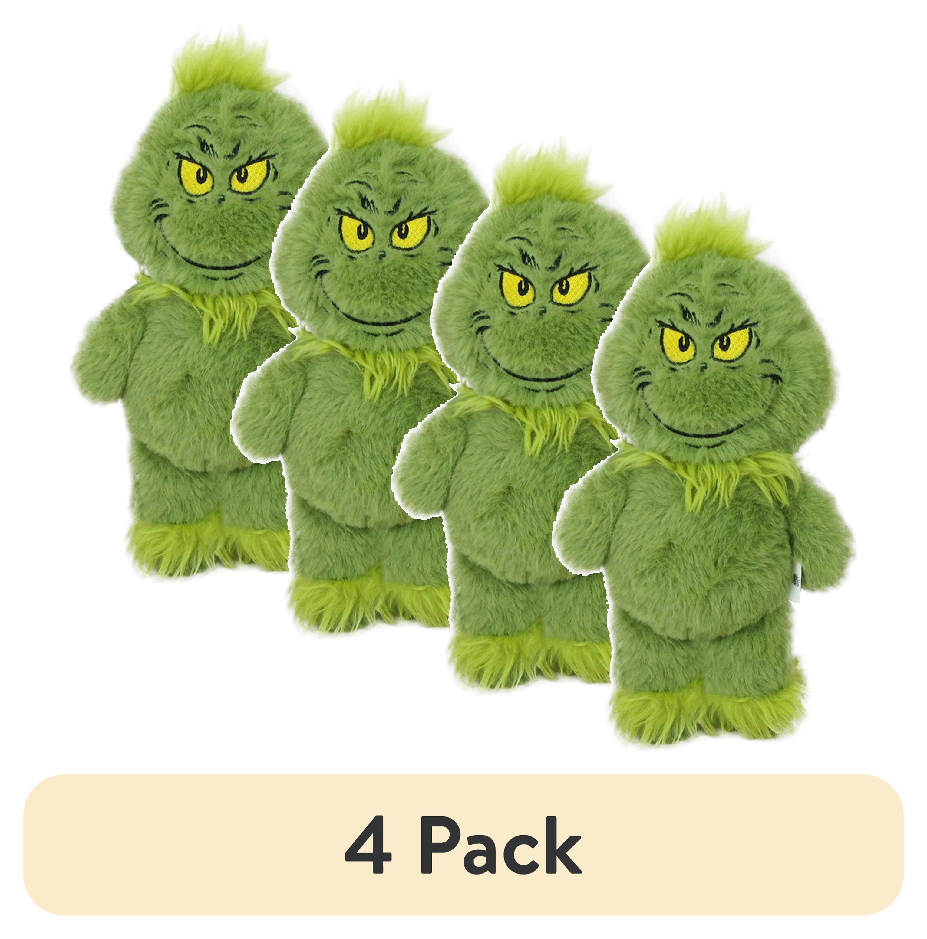 (4 pack) Grinch Holiday Plush Dog Toy with Squeaker, Green