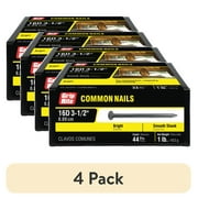 4 pack Grip-Rite 3-1/2-in 8-Gauge Bright Steel Smooth Shank Common Nails 1lb.