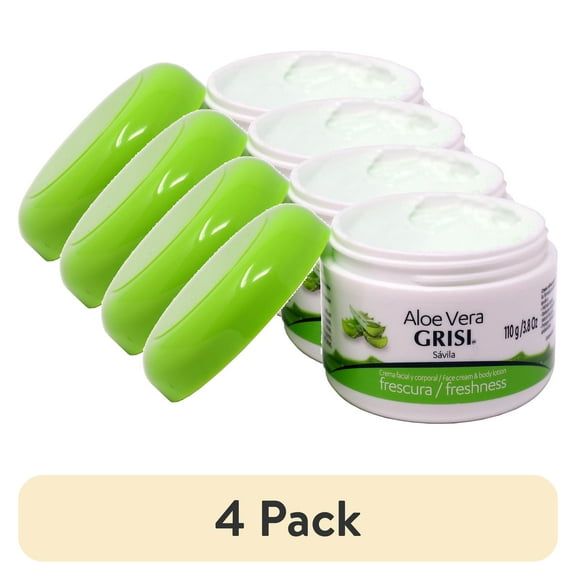 (4 pack) Grisi Aloe Vera Face Cream Moisturizer for All Skin Types, Soothing and Regenerating, 3.8 oz Jar