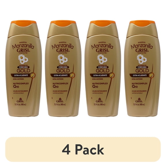 (4 pack) Grisi Manzanilla Gold, Daily Shampoo with Chamomile, Lightens Protects All Hair Types, 13.5 fl oz