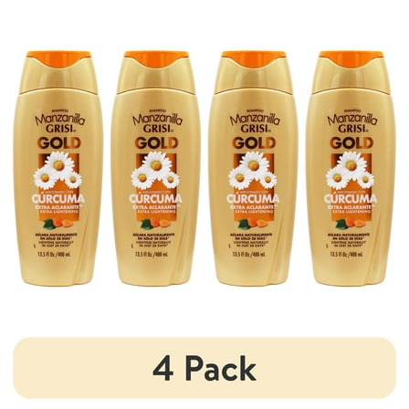 (4 pack) Grisi Manzanilla Gold, Daily Shampoo with Chamomile, Lightens Protects All Hair Types, 13.5 fl oz