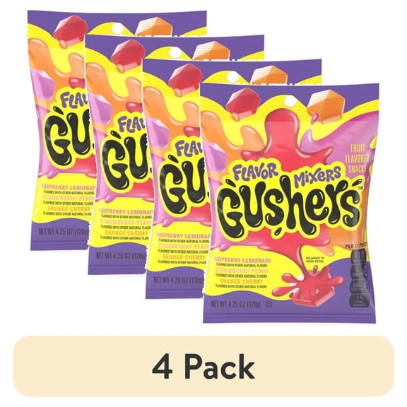 (4 pack) Gushers Fruit Flavored Snacks Flavor Mixers