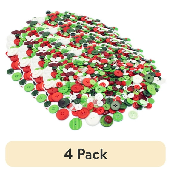 (4 pack) Gwen Studios Round Plastic Sewing Buttons Value Pack, Assorted Sizes, 1 LB, Solid Christmas Colors