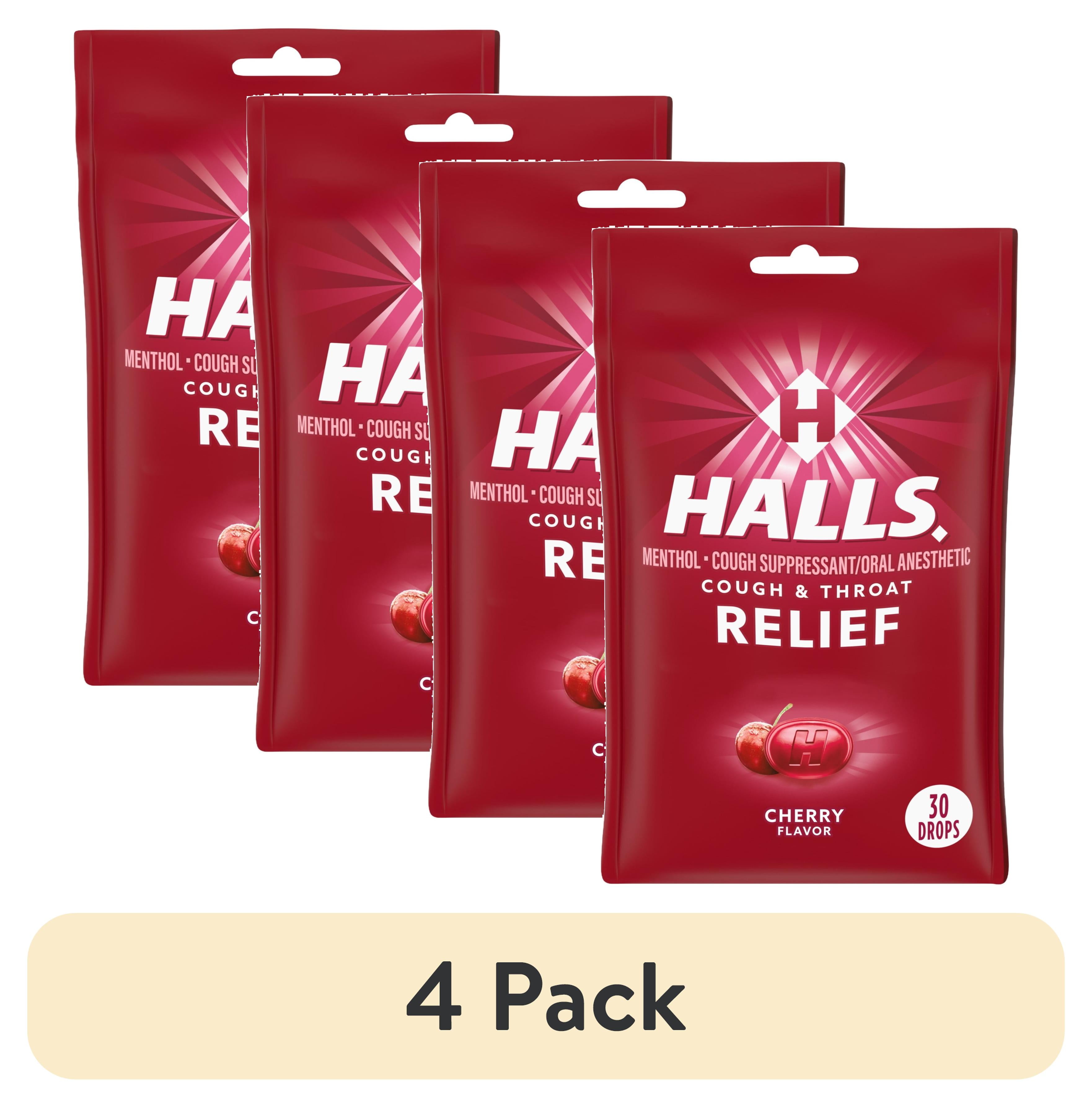 (4 pack) HALLS Relief Cherry Cough Drops, 30 Drops - Walmart.com