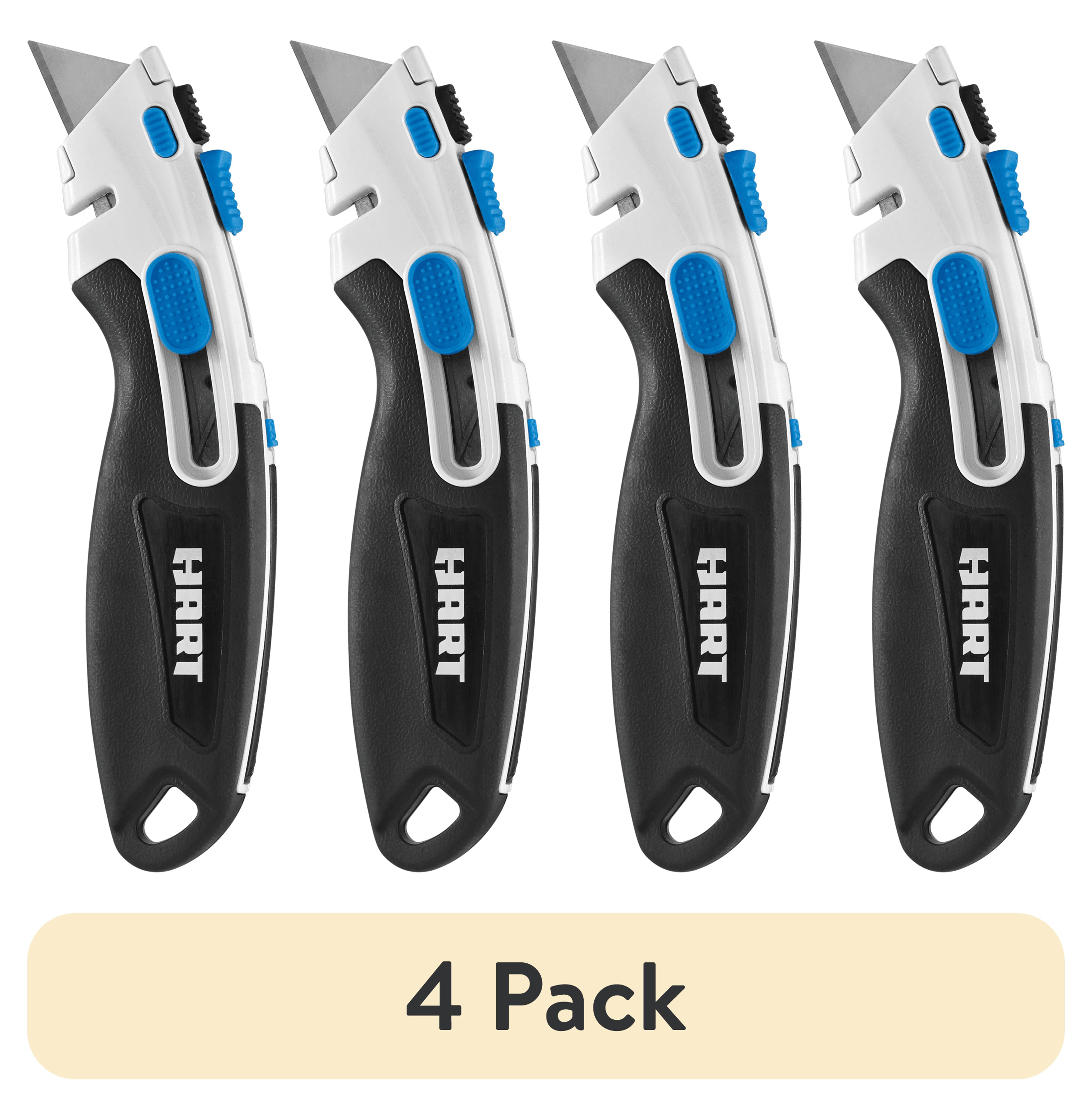 4 pack) HART 2-in-1 Safety Utility Knife, In-Handle Blade