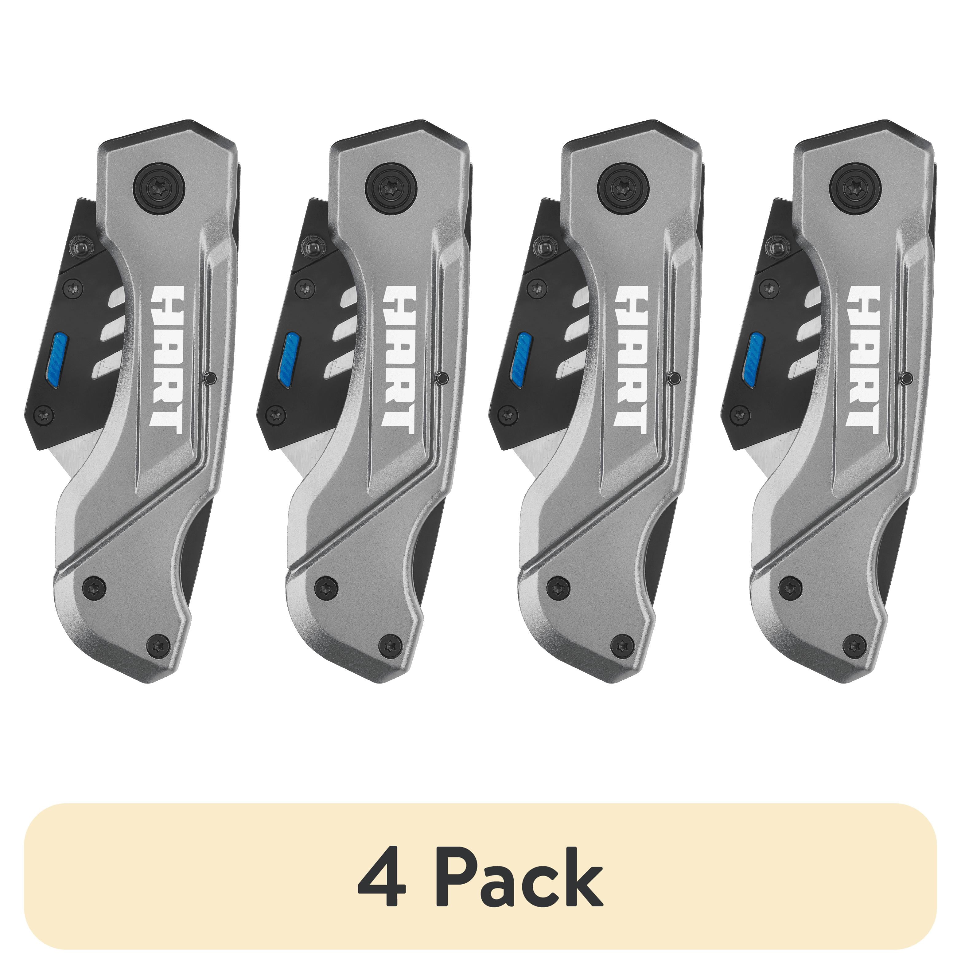 (4 pack) HART Folding Lock-Back Utility Knife with 10 Blades