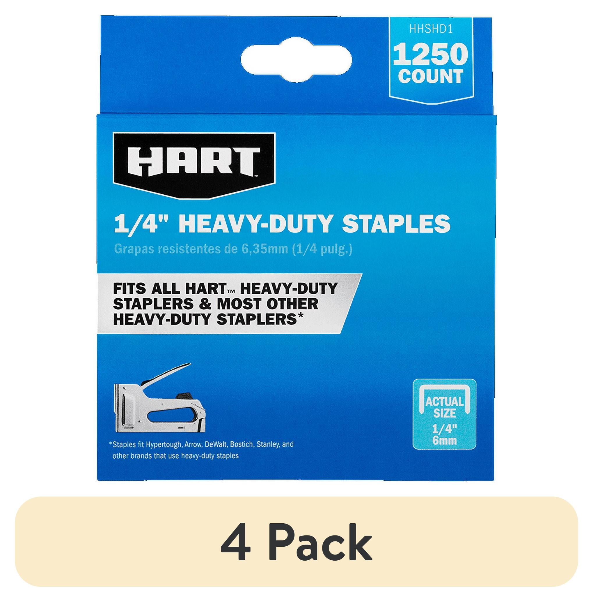 (4 pack) HART Heavy Duty 1/4 inches Staples (1,250 Count), New Condition