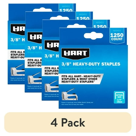 (4 pack) HART Heavy Duty 3/8 inch Staples (1,250ct), New Condition