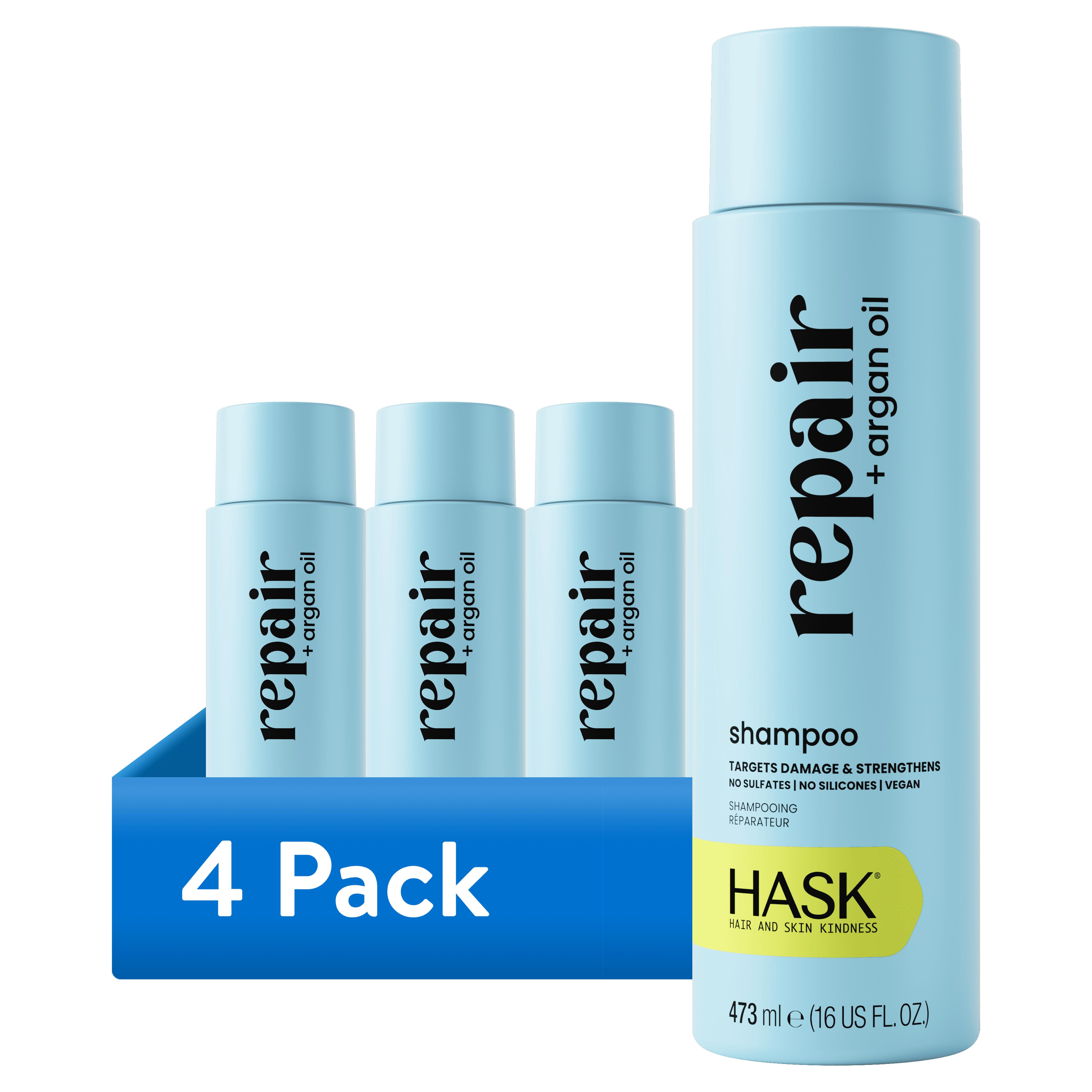 (4 pack) HASK Repair + Argan Oil Shampoo, 16 fl oz