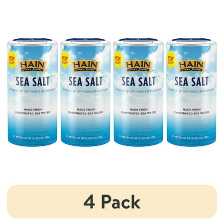 (4 pack) Hain Pure Foods Sea Salt, 21 oz