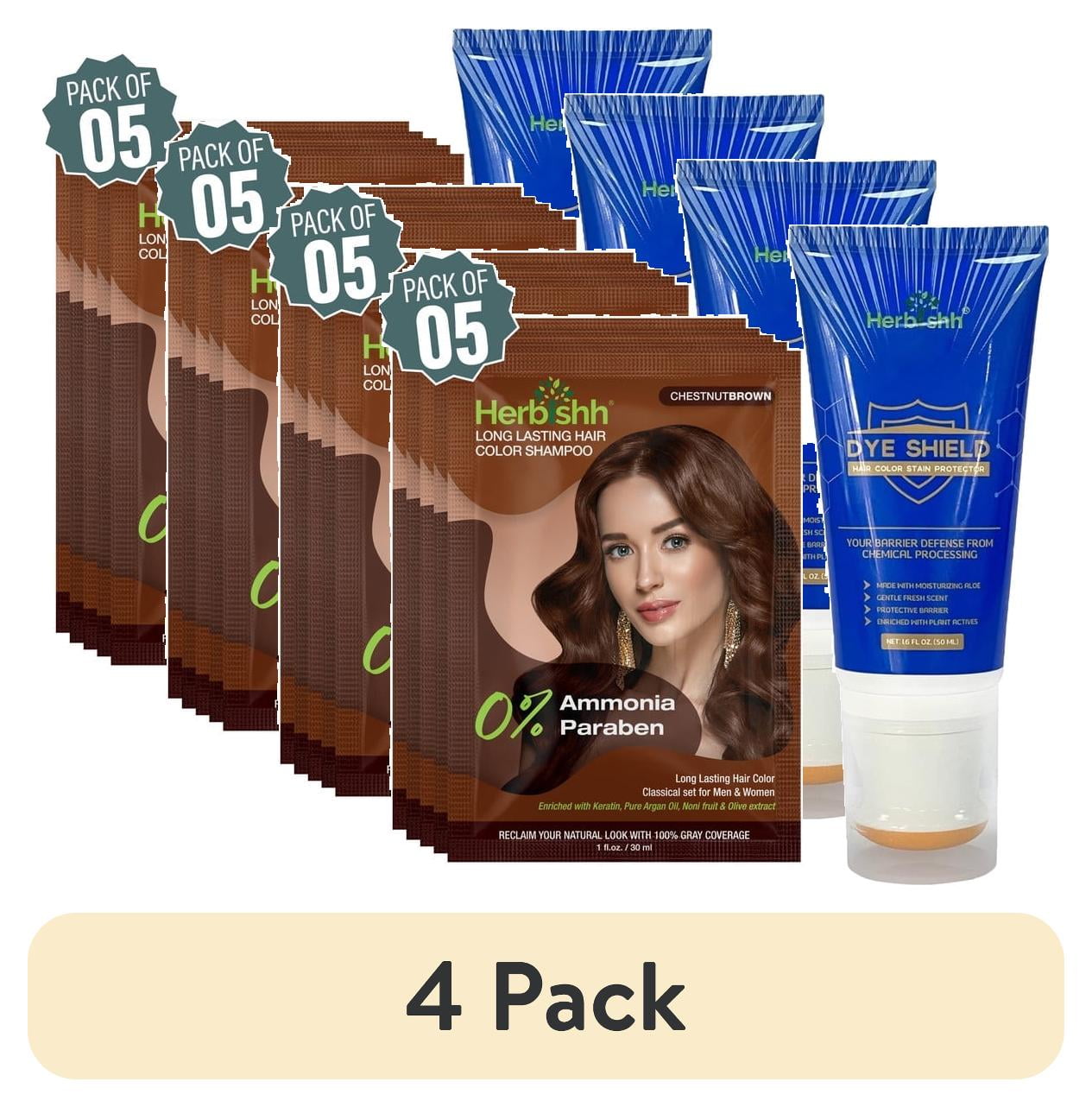 4 pack) Hair Color Shampoo – Pack of 5 – 3-in-1 Dye, Conditioner