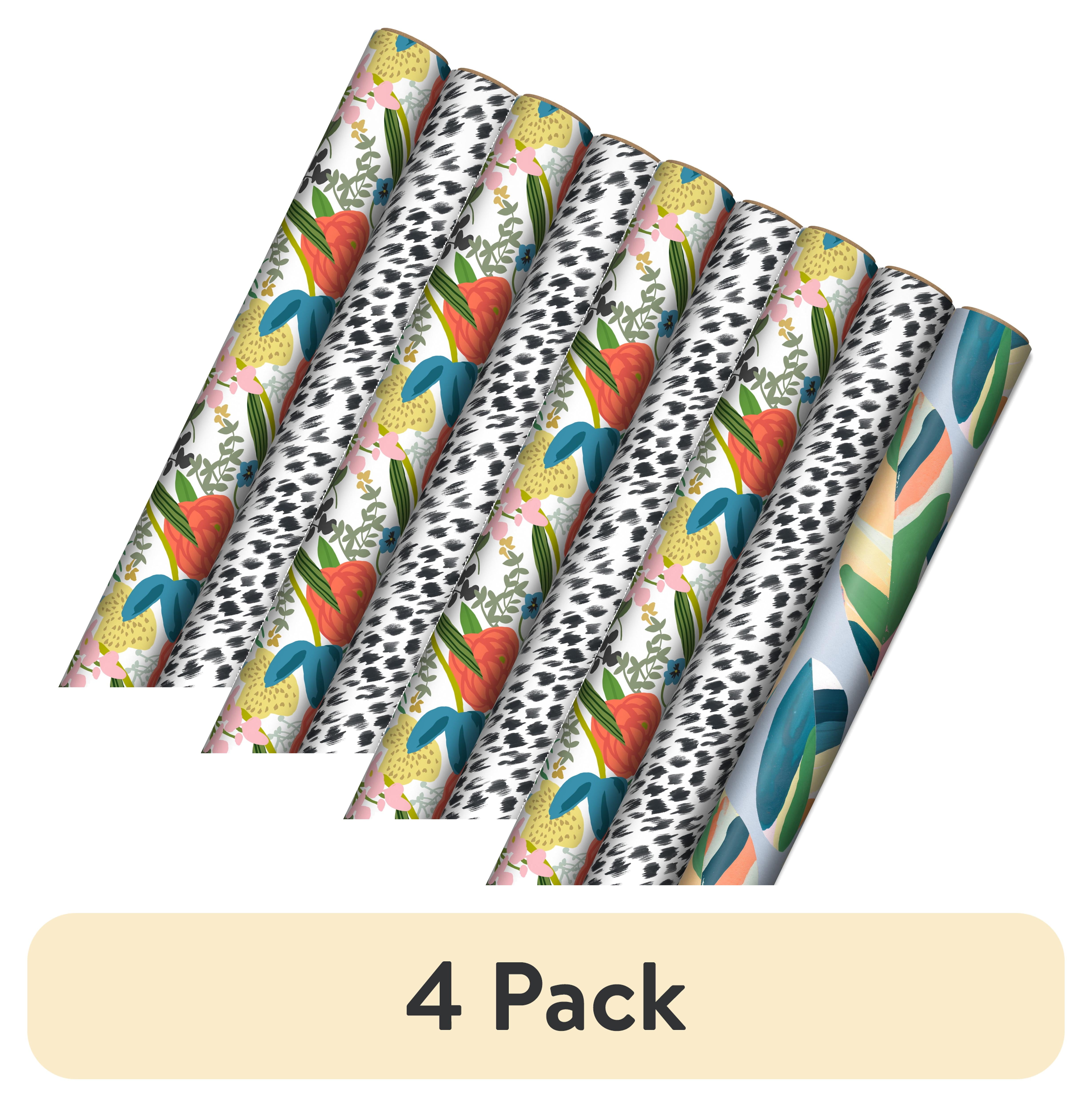 (4 pack) Hallmark Multi-color Recycled Gift Wrap Papers, with Cutlines ...