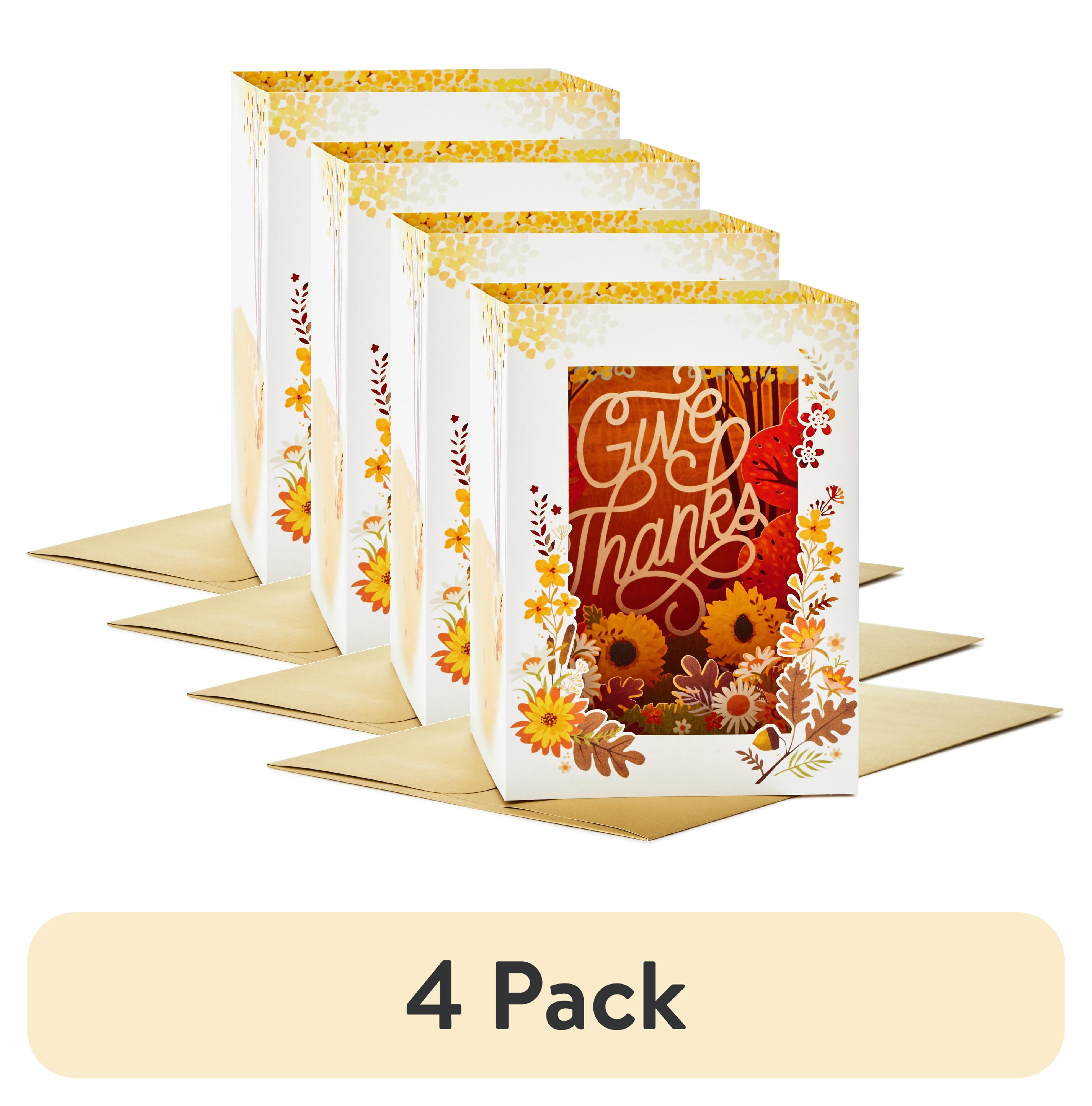 (4 pack) Hallmark Paper Wonder Displayable Pop Up Thanksgiving Card (Give Thanks)