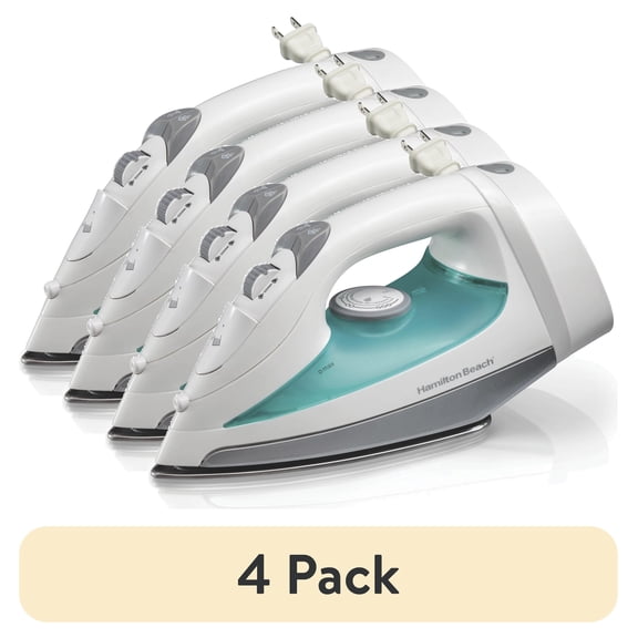(4 pack) Hamilton Beach Clothing Iron, Steam Iron for Clothes with Stainless Steel Soleplate & Retractable Cord, White