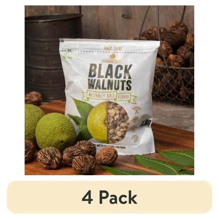 (4 pack) Hammons Black Walnuts Large Pieces, 12 oz